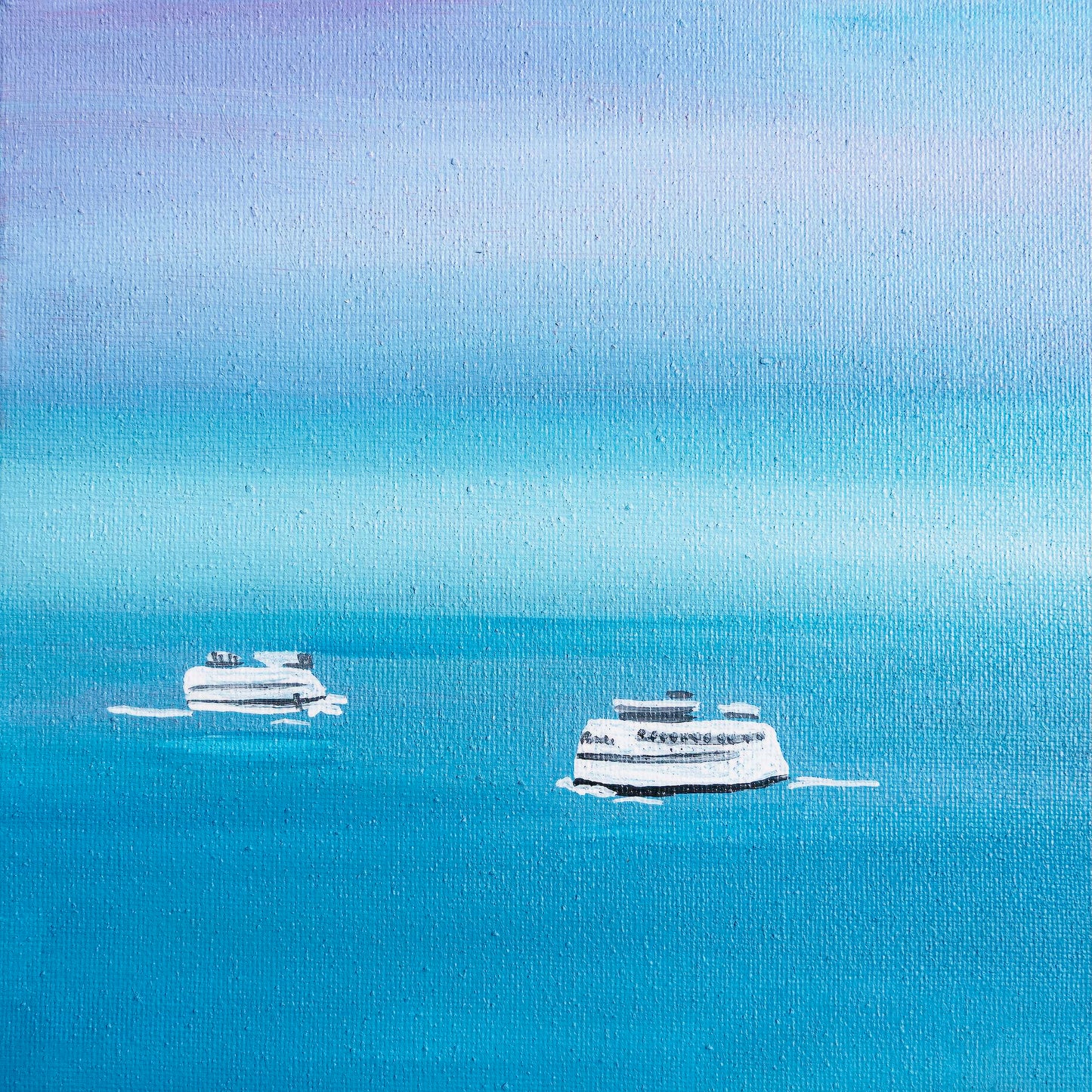 Two steamship Authority ferries crossing between Woods Hole Massachusetts on Cape Cod, and Martha's Vineyard or Nantucket